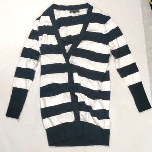 BANANA REPUBLIC Black and White Striped Cardigan